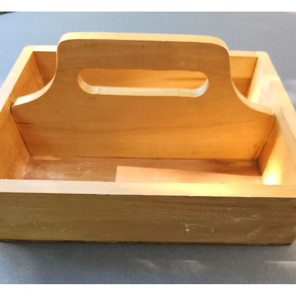 Handmade Wood Tool Box Handle Primitive Caddy Storage Hobby Crafts Art Picnic